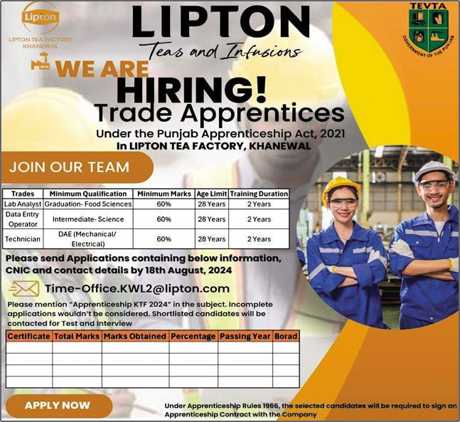 Job in Lipton Tea Factory